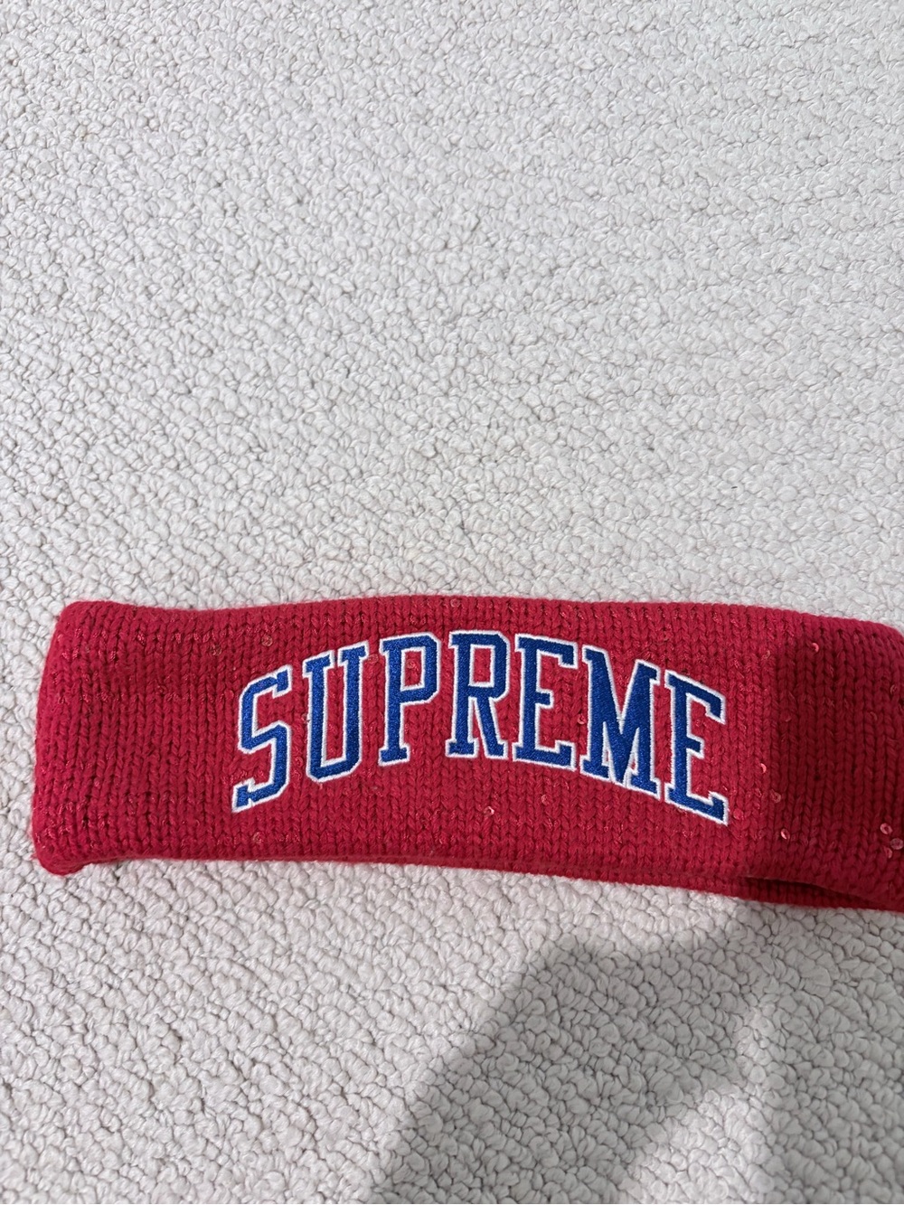 Supreme New Era Sequin Arc Logo Red Headband FW18